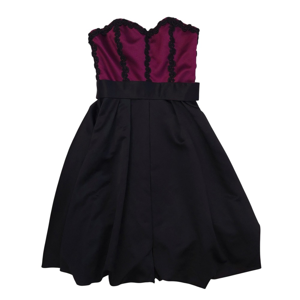 Betsey Johnson Vintage Burgundy Purple & Black Satin Strapless Formal Dress- 6